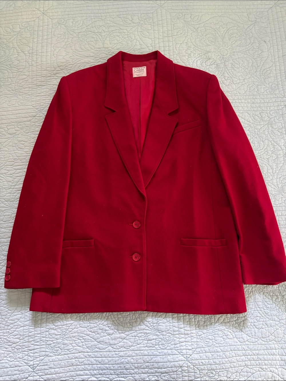 Vintage Merino Wool Women's Blazer Jacket - Single-Breasted Tailored Style